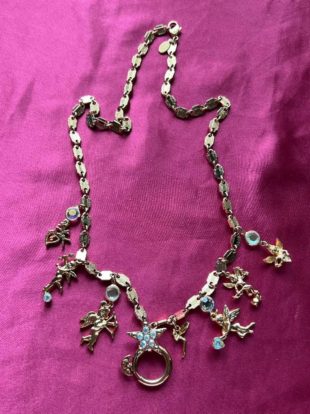 Vintage Kirks Folly "Secrets of the Seven Angels" Fairies Angels Charms Necklace